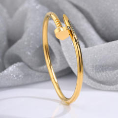 New love four-leaf clover nail bracelet stainless steel bangle