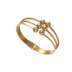 Easy match frosted smooth ball bead stainless steel bangle bracelet