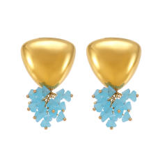 18KG summer colorful stone tassel geometric heart twist circle stainless steel earrings