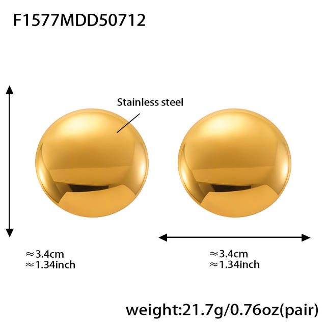 18KG Fine polishing geometric heart round shape stainless steel earrings