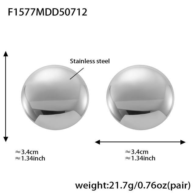 18KG Fine polishing geometric heart round shape stainless steel earrings