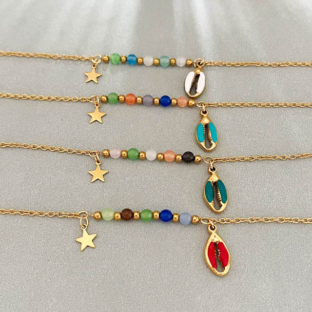2025 Original Cat's Eye Stone enamel Shell Bracelet Fashionable Stainless Steel Bracelet