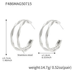 18KG twisted circle stainless steel earrings open hoop earrings