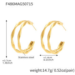 18KG twisted circle stainless steel earrings open hoop earrings
