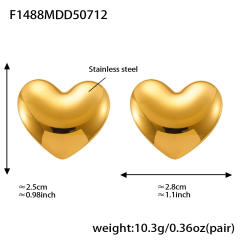18KG Fine polishing geometric heart round shape stainless steel earrings