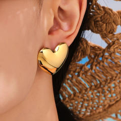 18KG Fine polishing geometric heart round shape stainless steel earrings