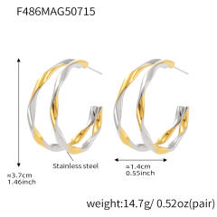 18KG twisted circle stainless steel earrings open hoop earrings