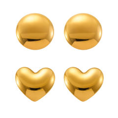 18KG Fine polishing geometric heart round shape stainless steel earrings