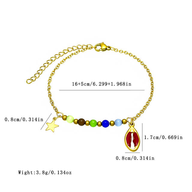 2025 Original Cat's Eye Stone enamel Shell Bracelet Fashionable Stainless Steel Bracelet
