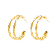18KG twisted circle stainless steel earrings open hoop earrings
