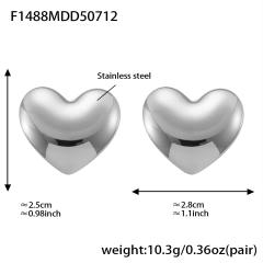 18KG Fine polishing geometric heart round shape stainless steel earrings