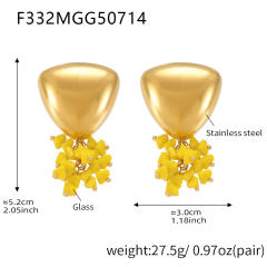 18KG summer colorful stone tassel geometric heart twist circle stainless steel earrings