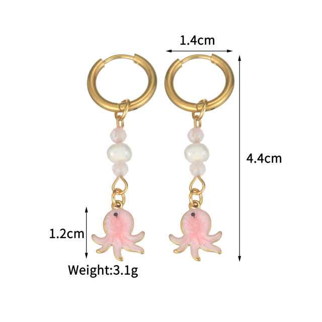 Fashion color enamel ocean animal starfish stainless steel earrings