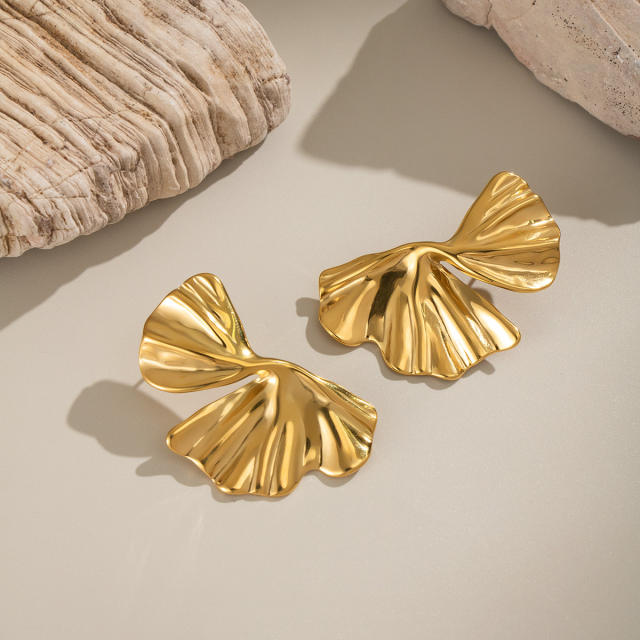 Stainless Steel Earrings Ginkgo Leaf Earrings