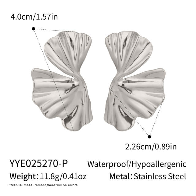 Stainless Steel Earrings Ginkgo Leaf Earrings