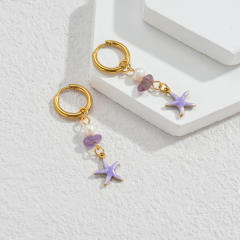 Fashion color enamel ocean animal starfish stainless steel earrings