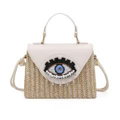 Summer Woven Women's Bag 2025 evil ey straw bag handbag crossbody bag