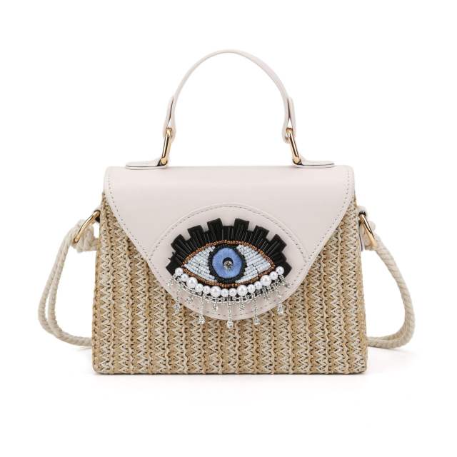 Summer Woven Women's Bag 2025 evil ey straw bag handbag crossbody bag