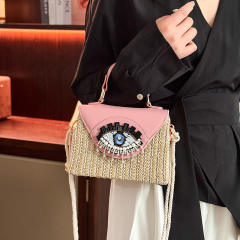 Summer Woven Women's Bag 2025 evil ey straw bag handbag crossbody bag