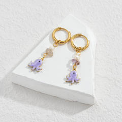 Fashion color enamel ocean animal starfish stainless steel earrings