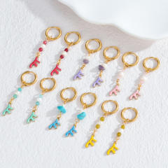 Fashion color enamel ocean animal starfish stainless steel earrings