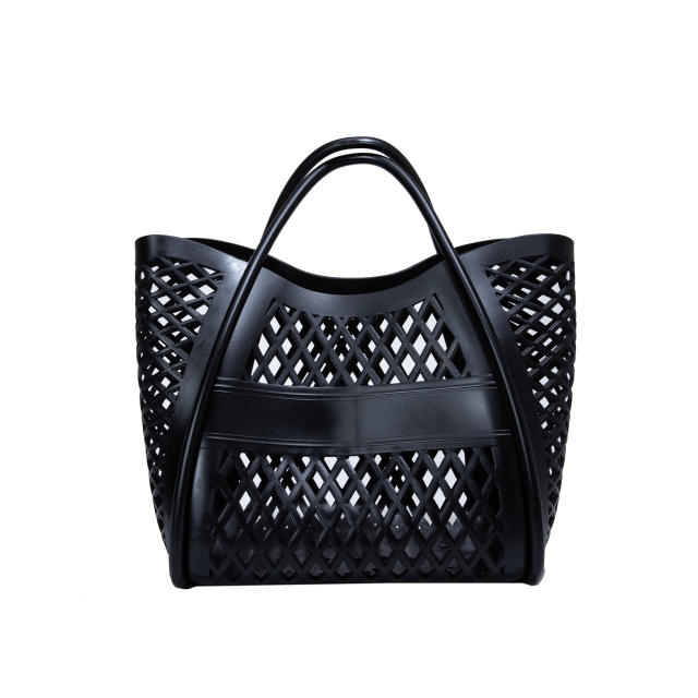 PVC Plastic Jelly Bag 2025 Summer Hollow Beach Bag Large Capacity Women's Hand Vegetable Basket
