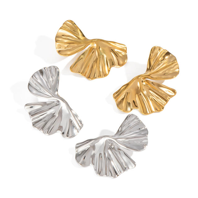 Stainless Steel Earrings Ginkgo Leaf Earrings