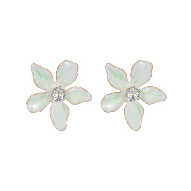 Simple Flower Diamond Earrings Summer Girls Stainless Steel Earrings
