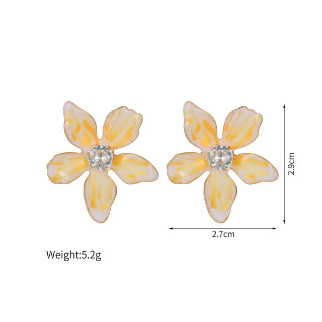 Simple Flower Diamond Earrings Summer Girls Stainless Steel Earrings