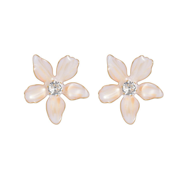 Simple Flower Diamond Earrings Summer Girls Stainless Steel Earrings