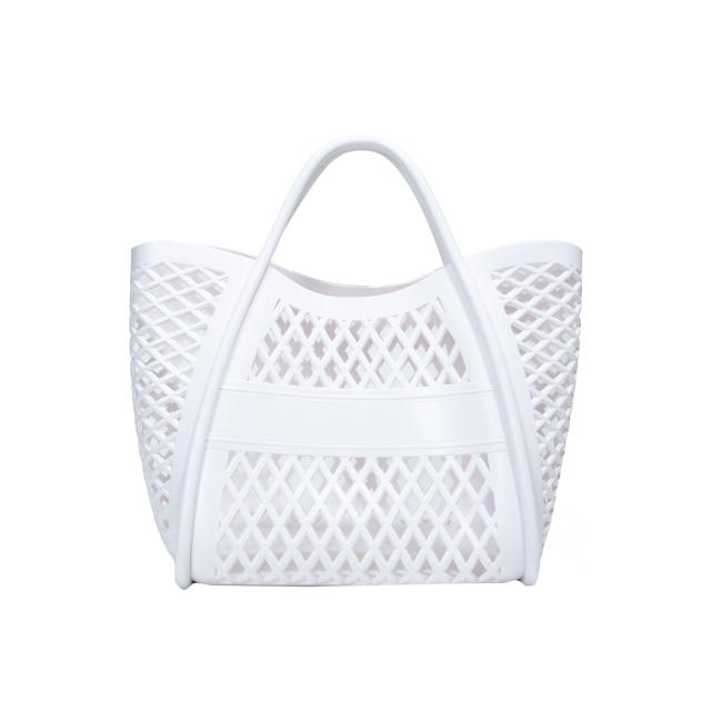 PVC Plastic Jelly Bag 2025 Summer Hollow Beach Bag Large Capacity Women's Hand Vegetable Basket