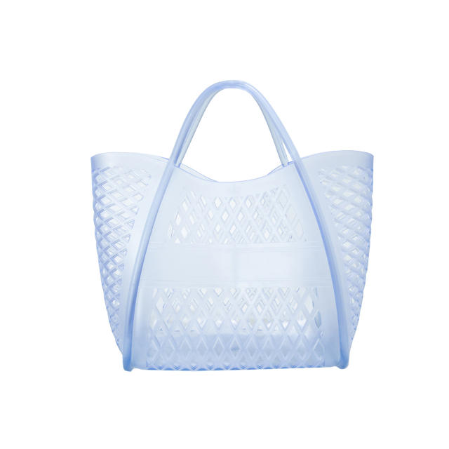 PVC Plastic Jelly Bag 2025 Summer Hollow Beach Bag Large Capacity Women's Hand Vegetable Basket