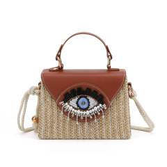 Summer Woven Women's Bag 2025 evil ey straw bag handbag crossbody bag