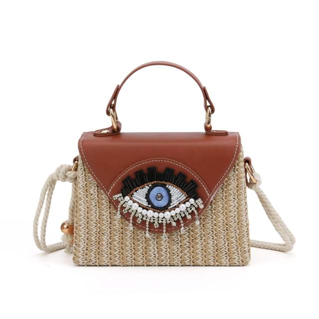 Summer Woven Women's Bag 2025 evil ey straw bag handbag crossbody bag