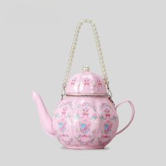 Sweet Girl Vintage Lolita Pearl Chain Printed Teapot Handbag