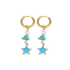 Fashion color enamel ocean animal starfish stainless steel earrings