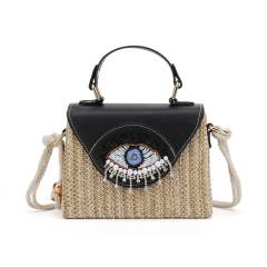 Summer Woven Women's Bag 2025 evil ey straw bag handbag crossbody bag