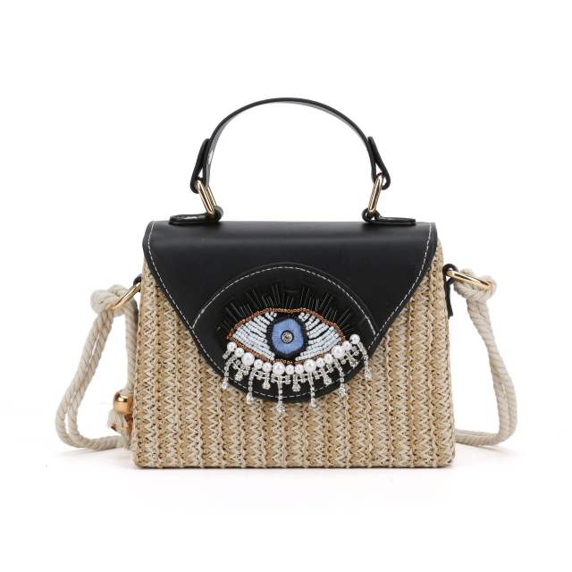 Summer Woven Women's Bag 2025 evil ey straw bag handbag crossbody bag