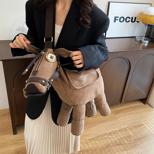 2025 Fashion Large Capacity Canvas Bag funny horse shape One-Shoulder Cross-Body bag