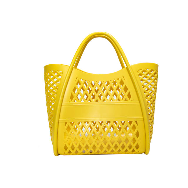 PVC Plastic Jelly Bag 2025 Summer Hollow Beach Bag Large Capacity Women's Hand Vegetable Basket