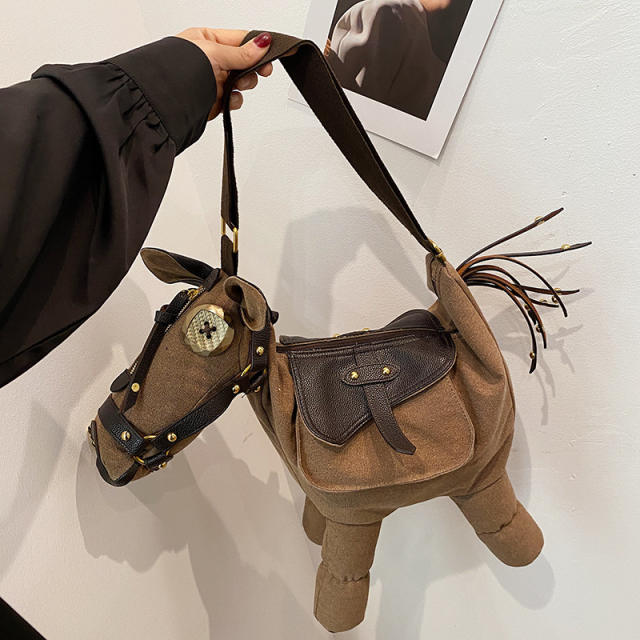2025 Fashion Large Capacity Canvas Bag funny horse shape One-Shoulder Cross-Body bag