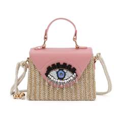 Summer Woven Women's Bag 2025 evil ey straw bag handbag crossbody bag