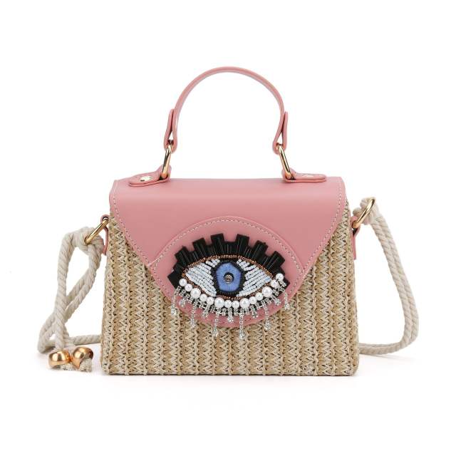 Summer Woven Women's Bag 2025 evil ey straw bag handbag crossbody bag