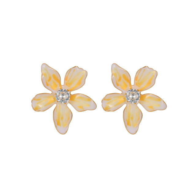 Simple Flower Diamond Earrings Summer Girls Stainless Steel Earrings