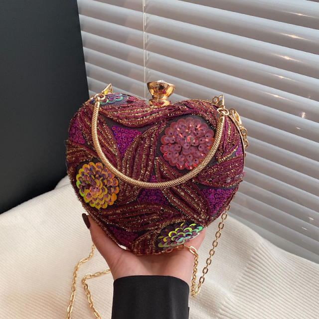 2025 Fashion Sequin heart Shoulder Bag Instagram Evening Bag