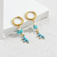 Fashion color enamel ocean animal starfish stainless steel earrings