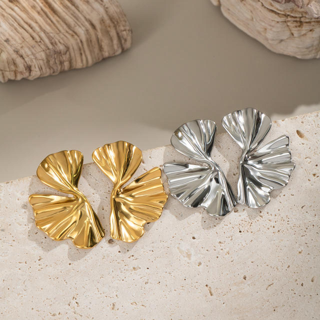Stainless Steel Earrings Ginkgo Leaf Earrings
