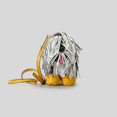 Creative Cute Fringed Pine Lion Dog Shoulder Bag Funny Handbag Shepherd Dog Women's Bag