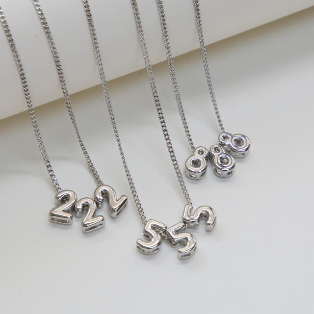 Hot-Selling 18K Gold-Plated copper High-Polish Lucky Number Angel Number Pendant Necklace