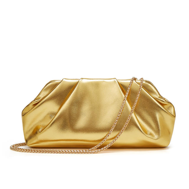 Pleated Cloud Bag Women's Fashionable silver Portable Small Square Bag All-match Chain Crossbody Bag